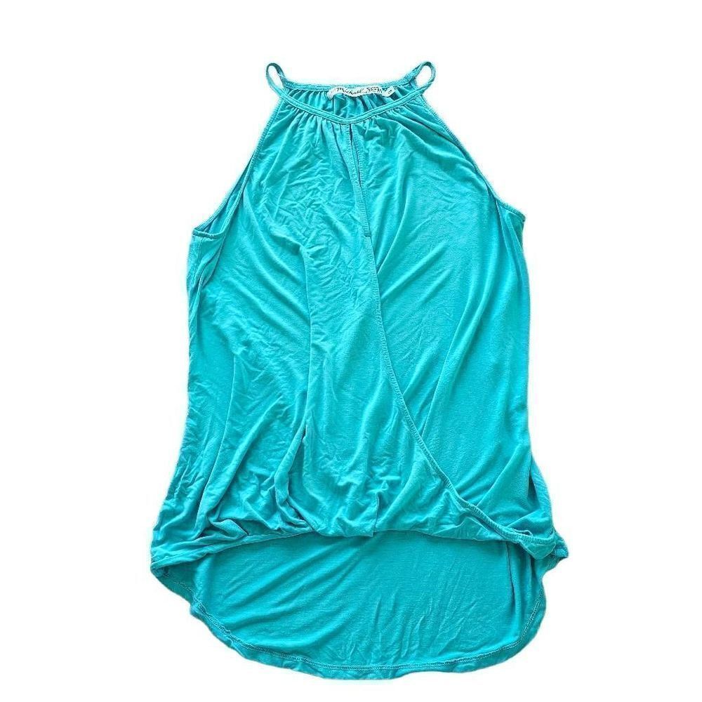 Michael stars womens one size blue Keyhole hi low sleeveless top
